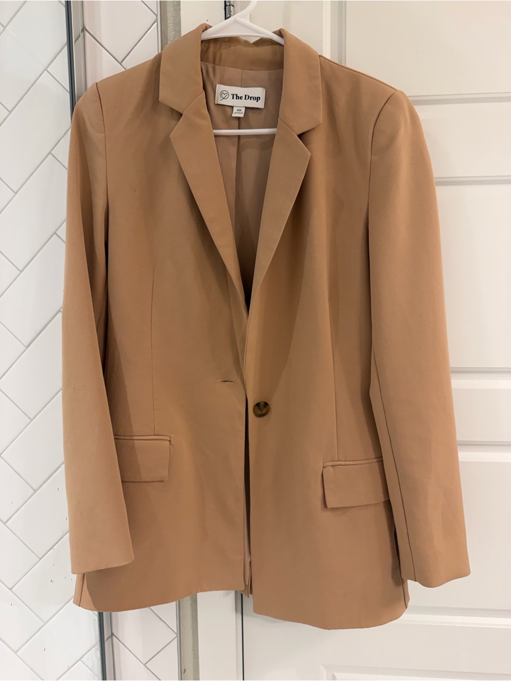 The Drop Tan Single-Button Camel Tan Blazer Size XXS